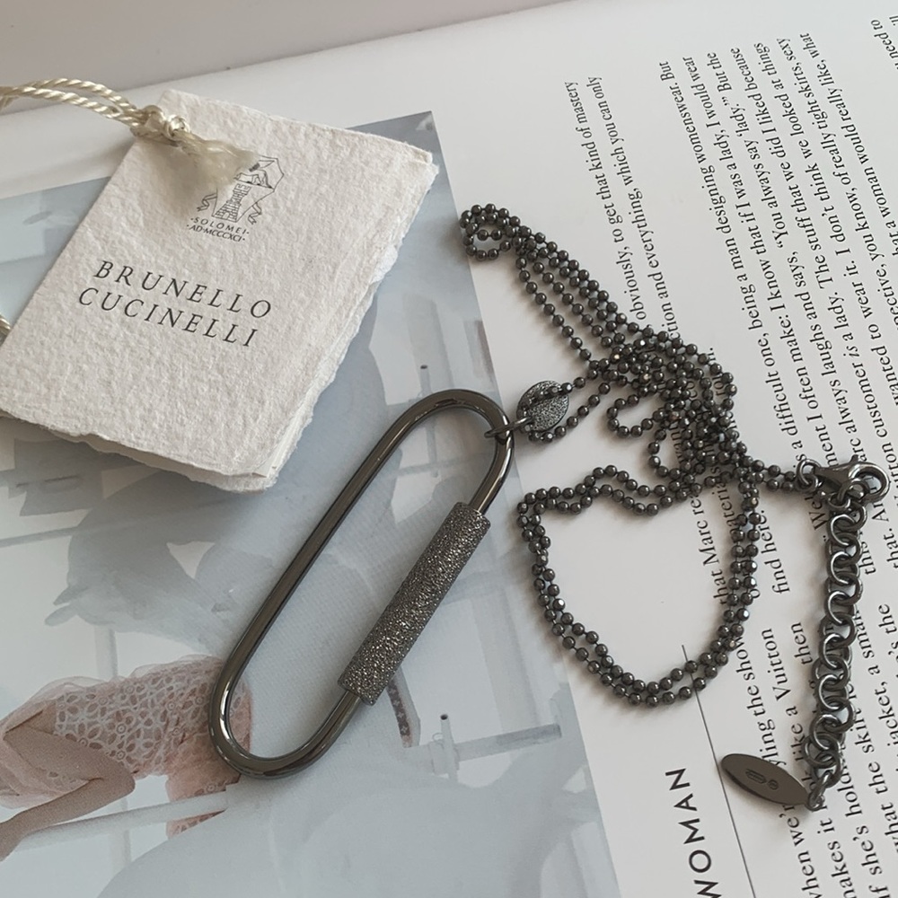 🔥❤️🔥 Brunello Cucinelli Monili Chain Beaded Necklace W/Sparkly Pendant 🔥❤️🔥 - Picture 7 of 13